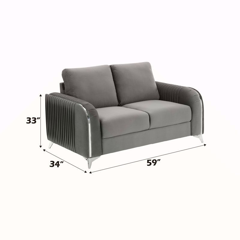 Wenona Grey Velvet Loveseat