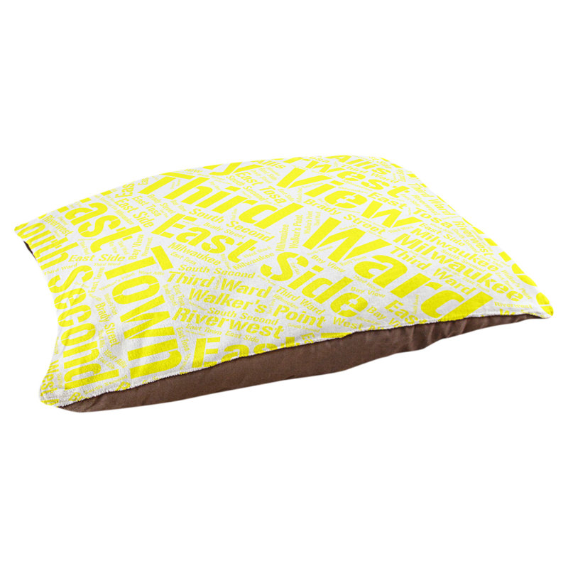 Coussin de chien « districts », Moyen (H 9,5 po x l 28 po x P 18 po), Jaune, Milwaukee