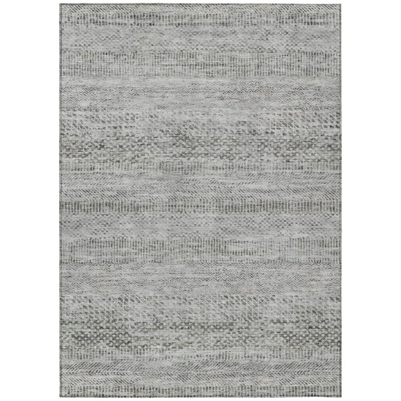 Viviennea Gray Washable Indoor-Outdoor Rug - LOOMLAN, 3' x 5'