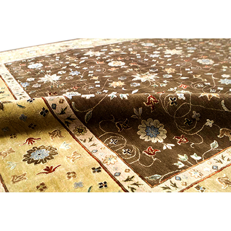 Tapis brun et doré de haute qualité noué à la main