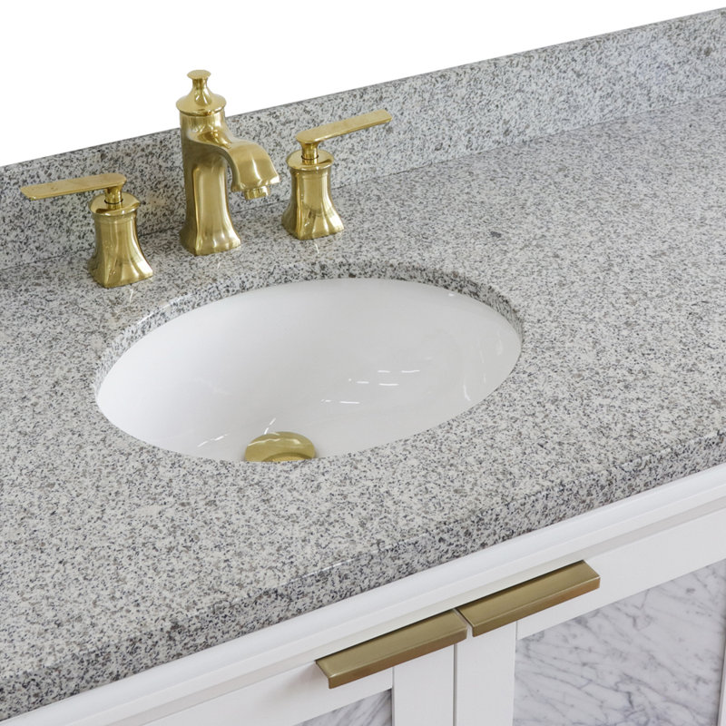 Ensemble de meuble-lavabo simple 43 po avec miroir Schreck, Gris, Blanc