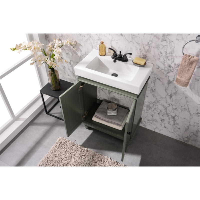 Ensemble de meuble-lavabo simple 24 po Dacion, Étain, vert