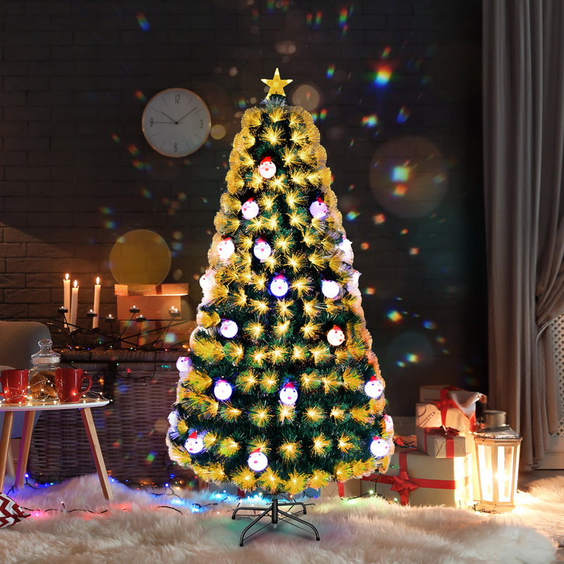 Arbre de Noël artificiel à fibre optique avec 28 lumières DEL, 6'