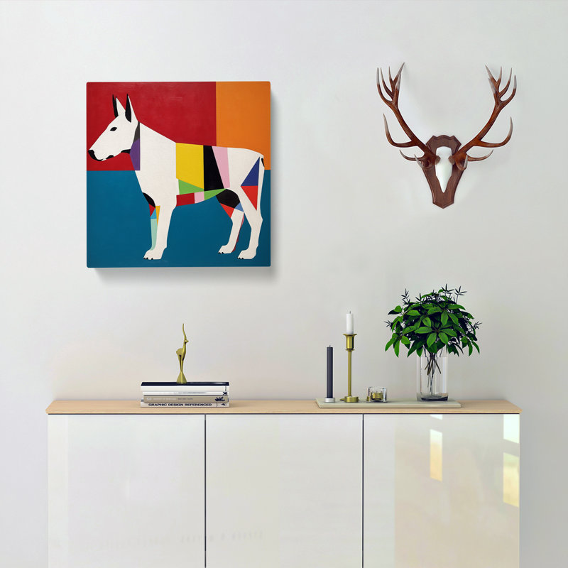 English Bull Terrier Suprematism - Wrapped Canvas - Framed Print