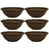 Hokku Designs 18 Inch Bowl Planter with with Drainage, Chocolate (6 Pack)
