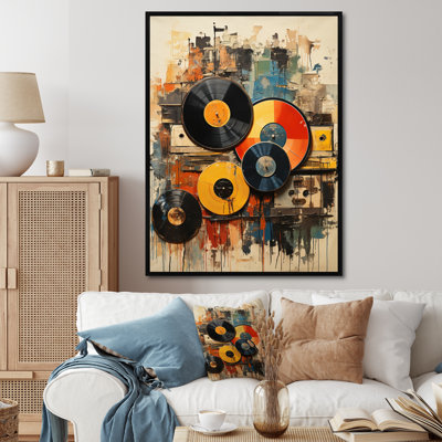 Vinyl Record Retro Vinyl I - Vinyl Records Canvas Print Wall Art