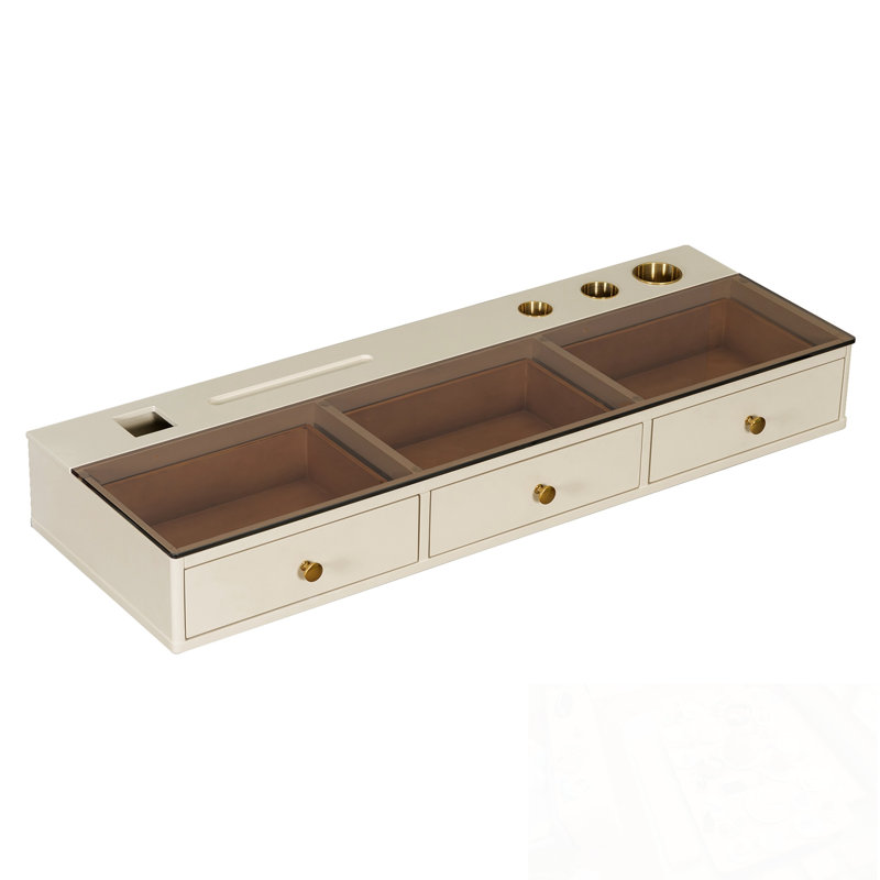 Wall-Mounted Vanity Table with 3 Drawers, Beige