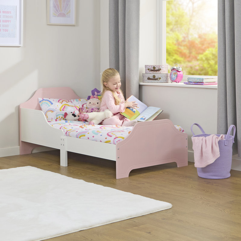 Two Tone Toddler Bed, Pink/White