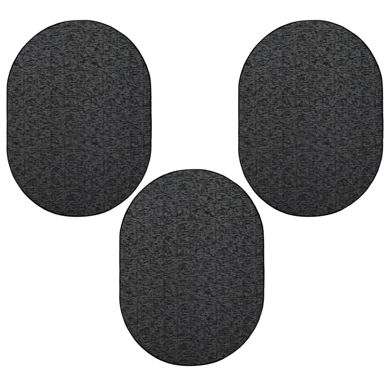 Ensemble de tapis intérieur / extérieur en nylon touffeté à la machine Dannika, Ovale 1 pi 6 po x 2 pi 3 po