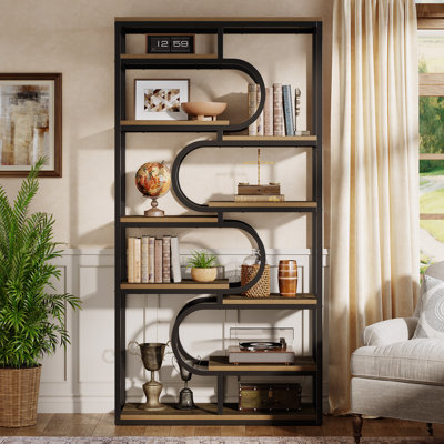 70-inch Metal Storage Shelf, Etagere Bookshelf Bookcase, Large Display Shelf for Home Office, Living Room