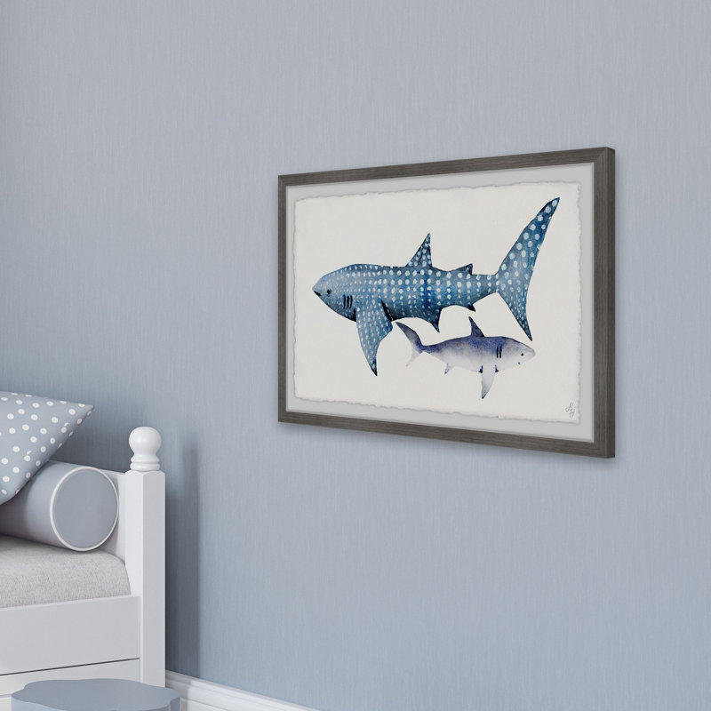 «Caché requin», reproduction encadrée Cirebon, H 12 po x l 18 po x P 1,5 po