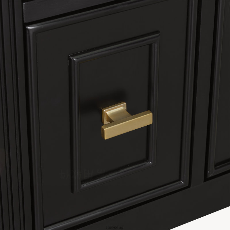 Meuble-lavabo autoportant de 24 po avec comptoir d'évier, armoire en bois massif et panneau de fibres à densité moyenne avec 1 tiroir rabattable, 2 tiroirs standard et tablette réglable, noir