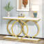 Console moderne 55,11 po en simili marbre blanc et doré pour canapé d'entrée, salon et salon