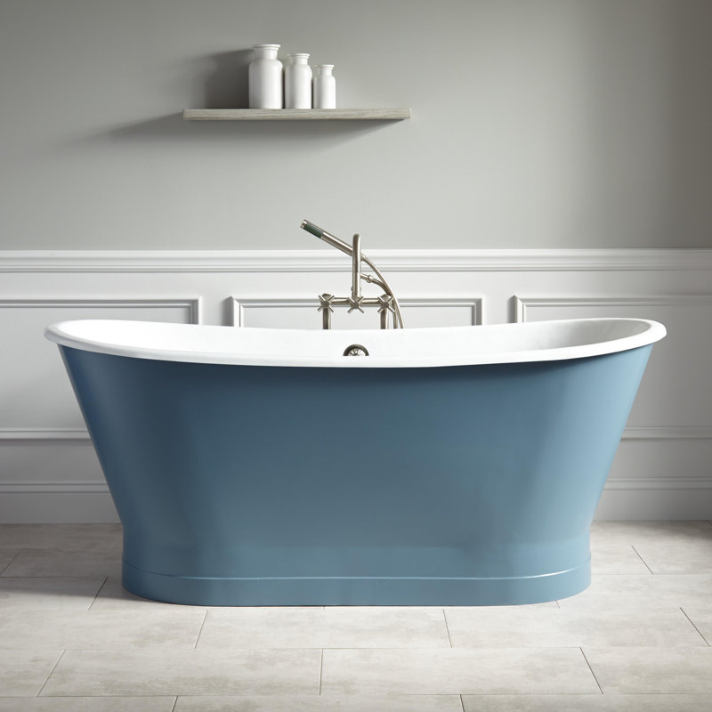 Kateryn 67" Slate Blue Cast Iron Freestanding Soaking Tub