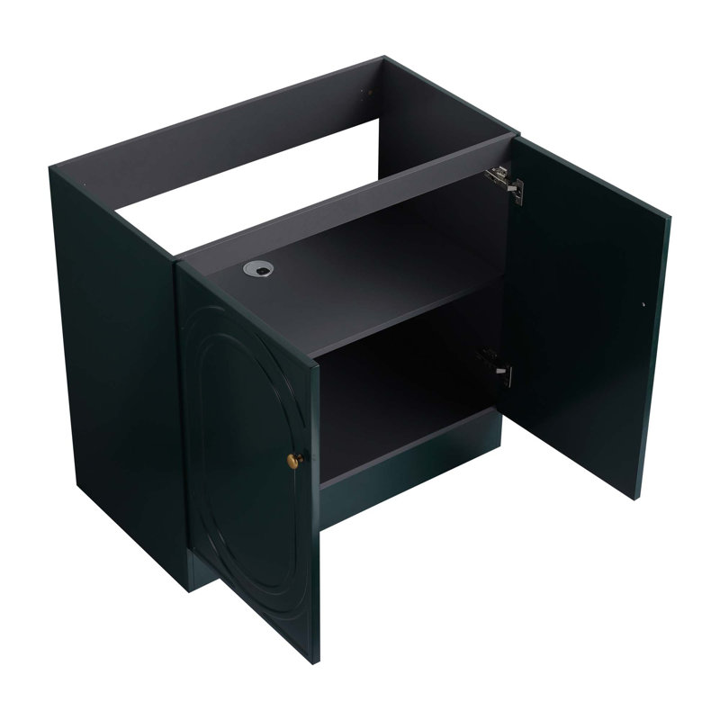 Meuble-lavabo autoportant 36 po et 2 portes d'armoire à fermeture en douceur, à l'exception du lavabo, Vert foncé