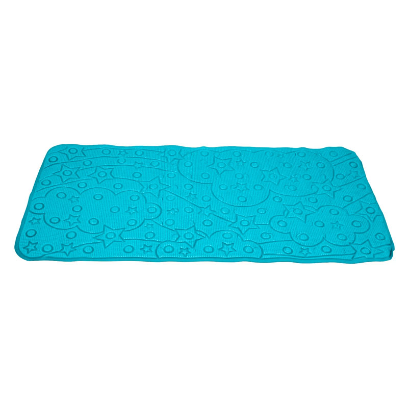 Tapis de baignoire et douche en PVC texturé antidérapant turquoise avec ventouses - 35,75 po x 17,5 po