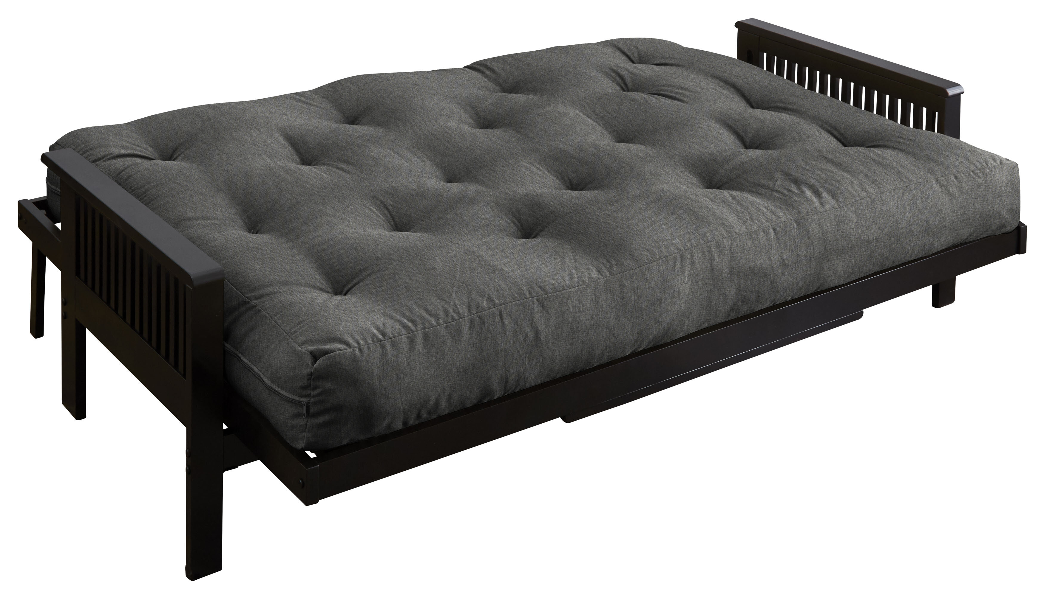Lorain Full 75 Wide Tufted Back Futon and Mattress Foundstone Fabric: Suede Gray Polyester