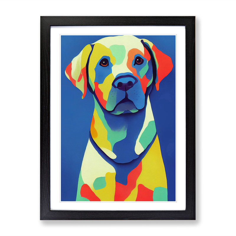 Labrador Retriever Abstract Vol.6 - Picture Frame Print, Black, 64cm H x 46cm W x 2cm D