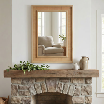 Miroir mural rectangulaire en bois naturel 20 "x 30", cadre en bois massif pour ferme, salle de bain, vestibule | Idée de cadeau