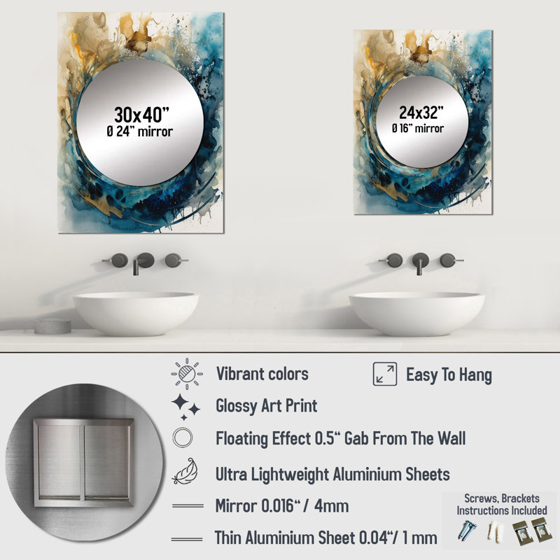 Miroir mural décoratif Moudie, 32 po x 24 po
