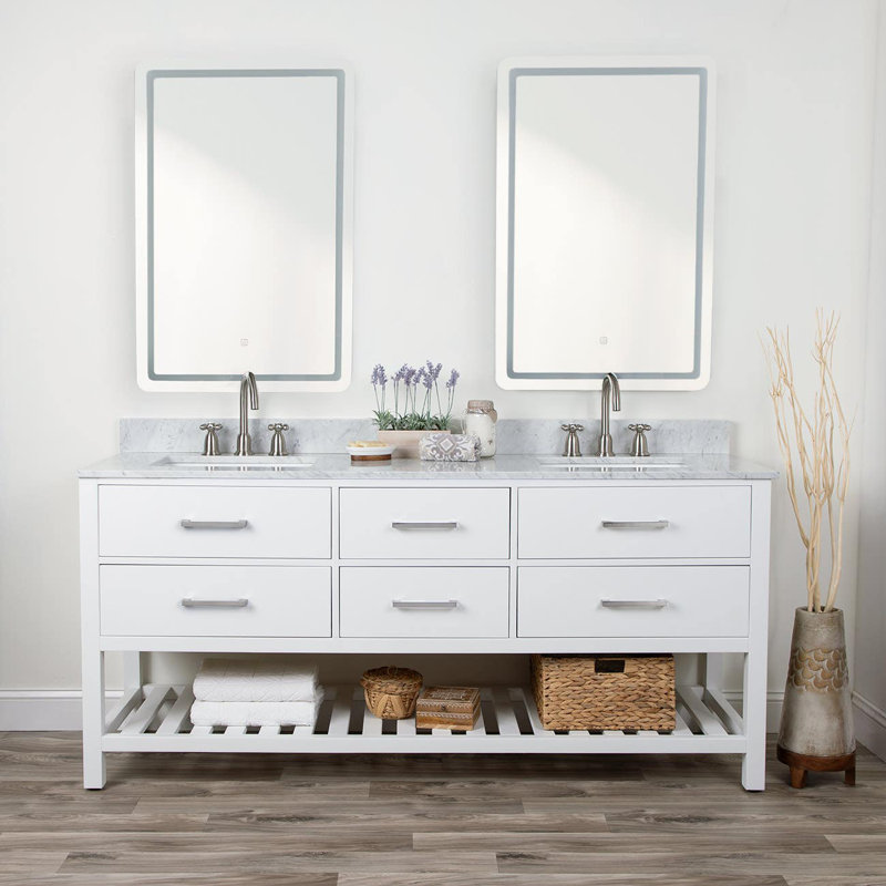 Meadowbrook 71.25'' Double Bathroom Vanity Base Only, White