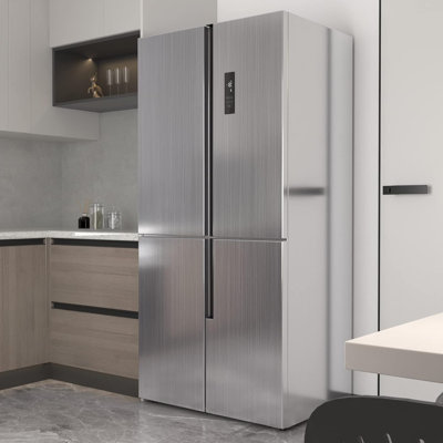 Brushed Silver Stainless Steel Peel And Stick Wallpaper - Self-Adhesive Removable Wallcovering For Appliances, Furniture, And Countertops