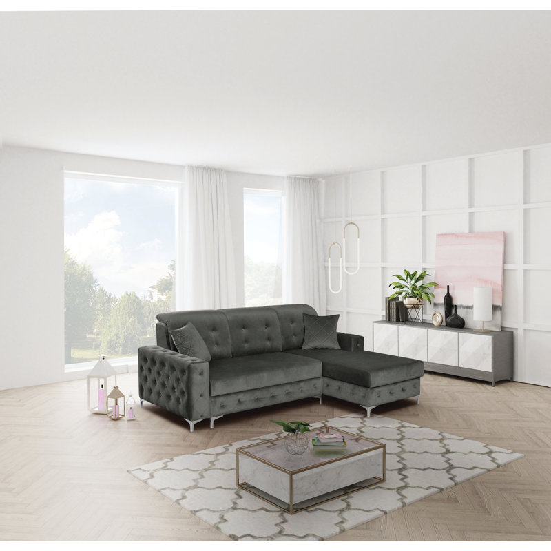 Bowdon Velvet L-Shaped Sectional