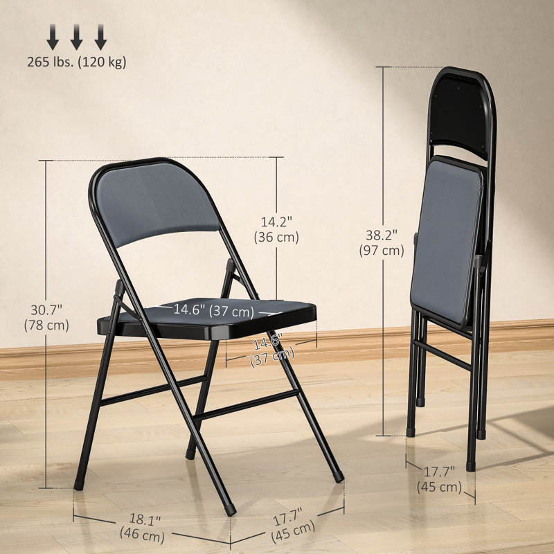 Chaises pliantes en métal avec chaises pliantes en velours côtelé , Gris, Gris foncé
