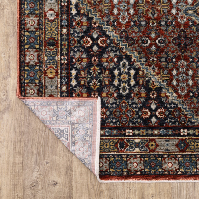 Tapis rouge / multicolore Caia Vintage Medallion, Tapis de couloir 2 pi 3 po x 7 pi 9 po
