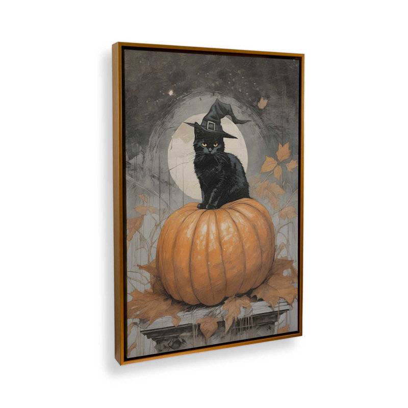 Impression sur toile Halloween Whiskers, Or poli, H 18,75 po x l 12,75 po