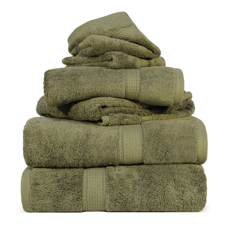 Scotia Certified Egyptian Cotton Heavy Highly Absorbent Luxury Bath Towel Set , Forest Green