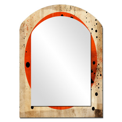Inner Knowing Retro Circle Art II - miroir décoratif arche moderne Midcentury, miroir mural asymétrique noir, impression sur métal