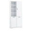 Armoire de rangement pour salle de bain avec portes et tiroirs, panier à linge inclinable, plusieurs espaces de rangement, style autoportant, tablette ouverte, tablette réglable
