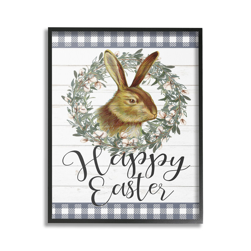 "Cadre de photo simple couronne de lapin de Pâques" par Kim Allen sur, Giclée encadrée noir minuit, H 30 po x l 24 po