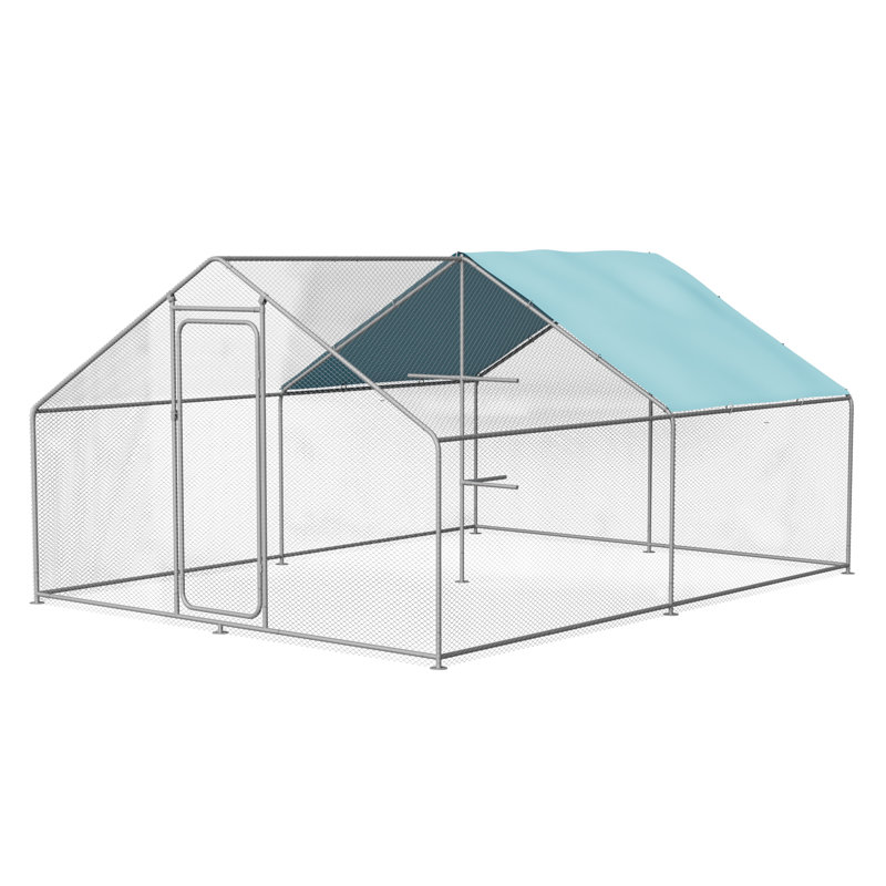 128 Square Feet Chicken Coop Run with Waterproof Cover for Up to 32-42 Chickens, 76.77" H x 118.11" W x 157.48" D