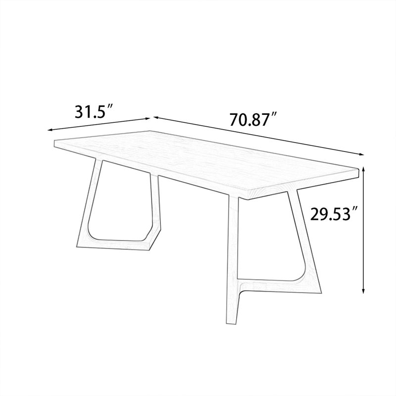 Table de salle à manger Burlywood, 29.53"H x 70.87"L x 31.5"W