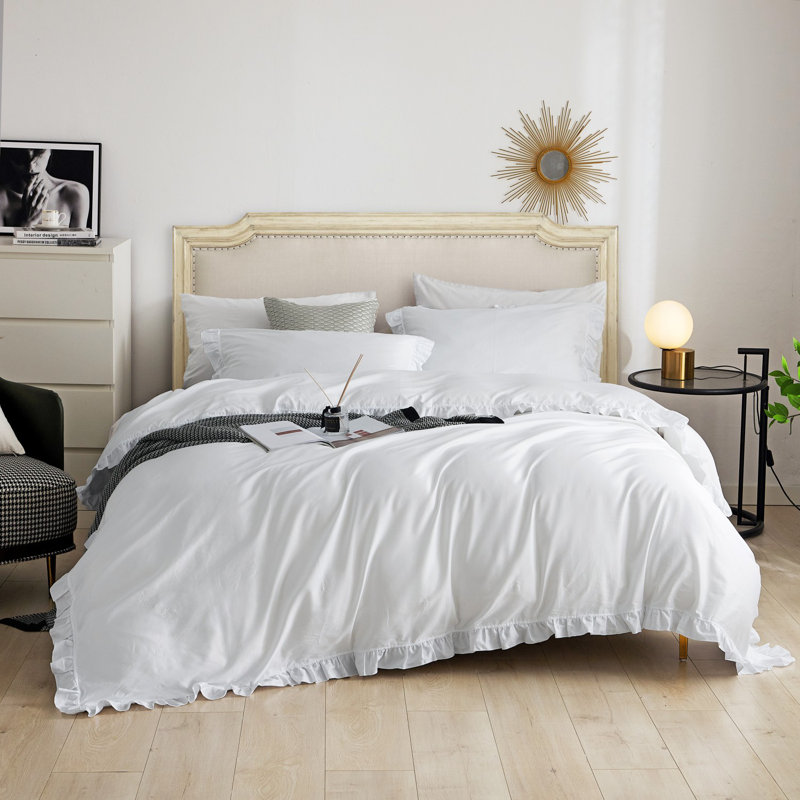Ensemble de housse de couette , Blanc, Housse de couette simple et 3 pièces supplémenta