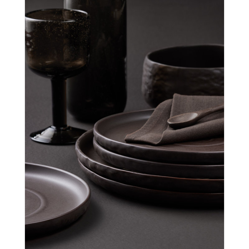 Shosai Stone by Mercer Project Shosai 16-Piece Dinnerware Set Stoneware, Black
