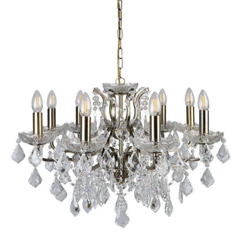 Alize 8 - Light Candle Style Chandelier, Antique Brass