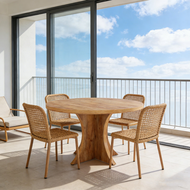 Table de salle à manger en bois de 47,24 pouces pour 4 personnes, Brun