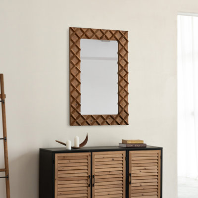 23.6 * 35.5 inch Wood Parquet Mirror