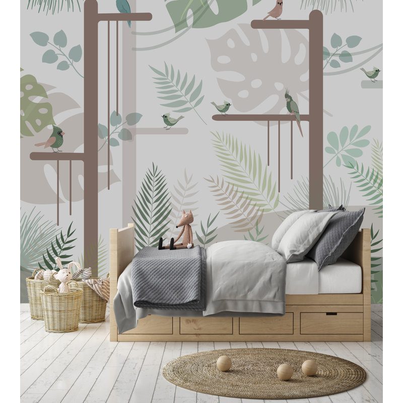 Papier peint tropical chambre d'enfant, L 143 po x l 94,92 po