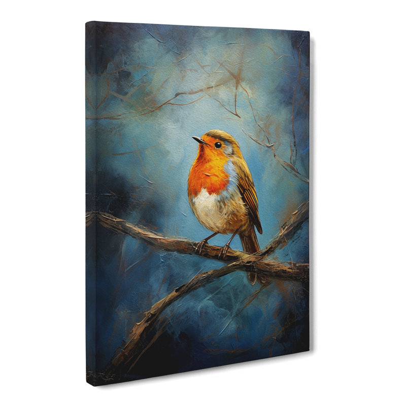 Robin Bird Expressionism No.2 - Wrapped Canvas, 76cm H x 50cm W x 3cm D