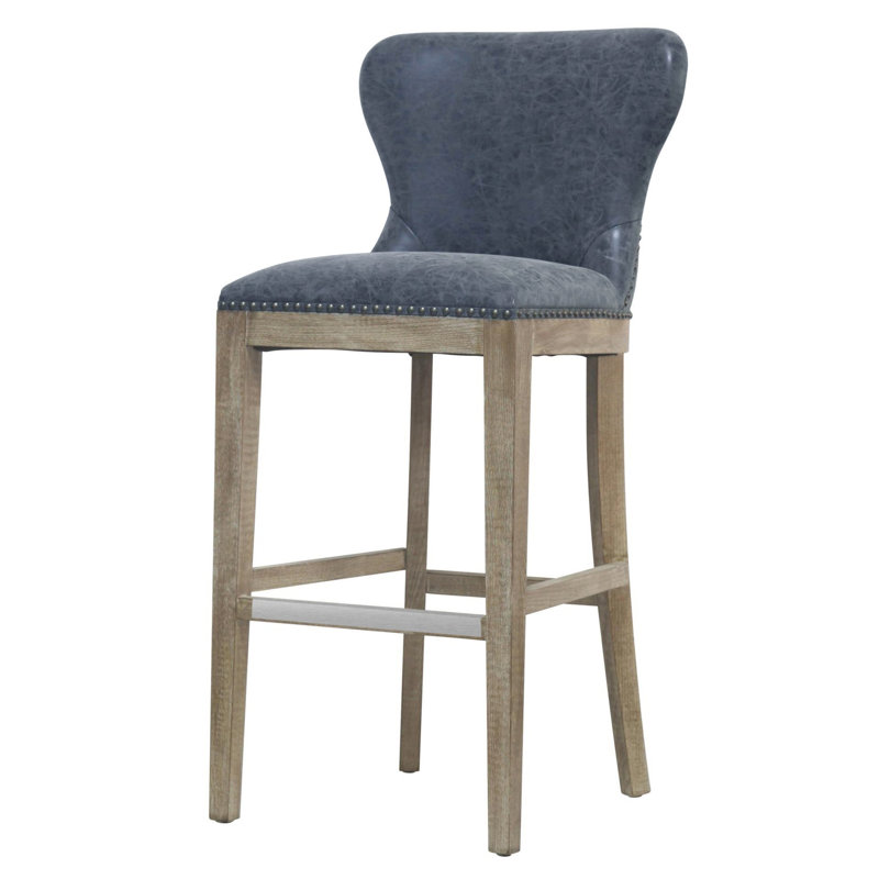 Grantham Upholstered Counter Stool, Nubuck Charcoal faux leather, Bar Stool (30.5” Seat Height)