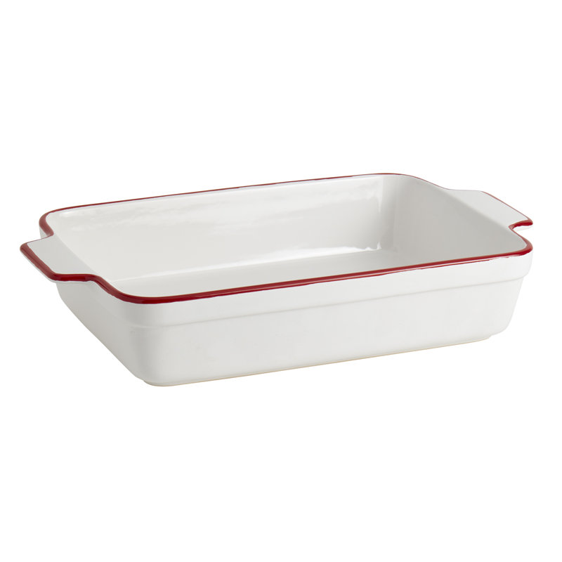 Denmark Tools for Cooks Stoneware Rectangle Baker Rim Bistro, Red