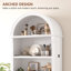 French Vintage Arched Display Cabinet with LED Lighting, Open Shelving and Cupboard Storage-46706840