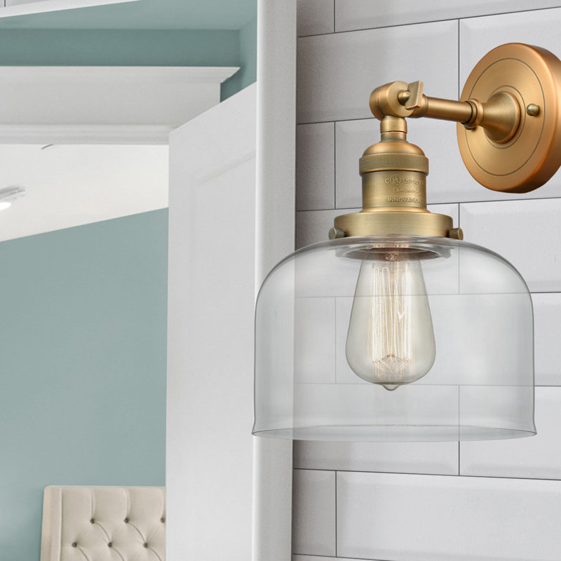 Bell - 1 Light 8" Sconce, 6 Watt Vinage LED Bulb, Clear, Satin Gold