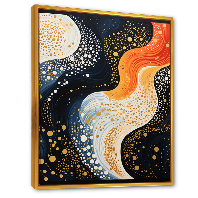 Deep Marine Scenes Modern Collage IV - Abstract Wall Art Living Room, Cadre flottant doré, H 32 po x l 16 po x P 1 po