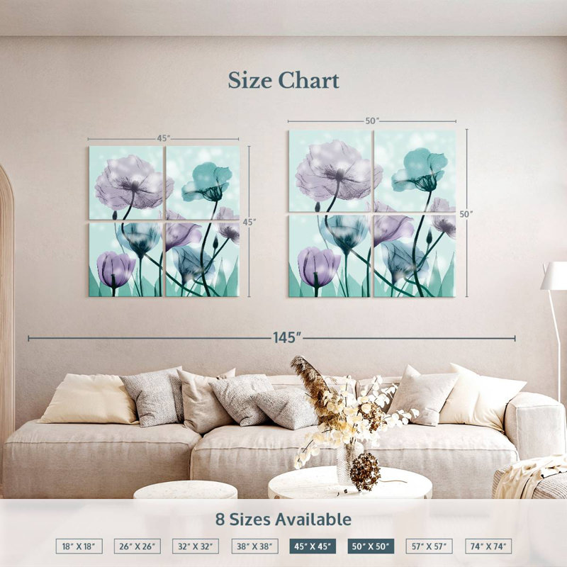 Paysage de fleurs Harnek Midnight, H 50 po x l 50 po