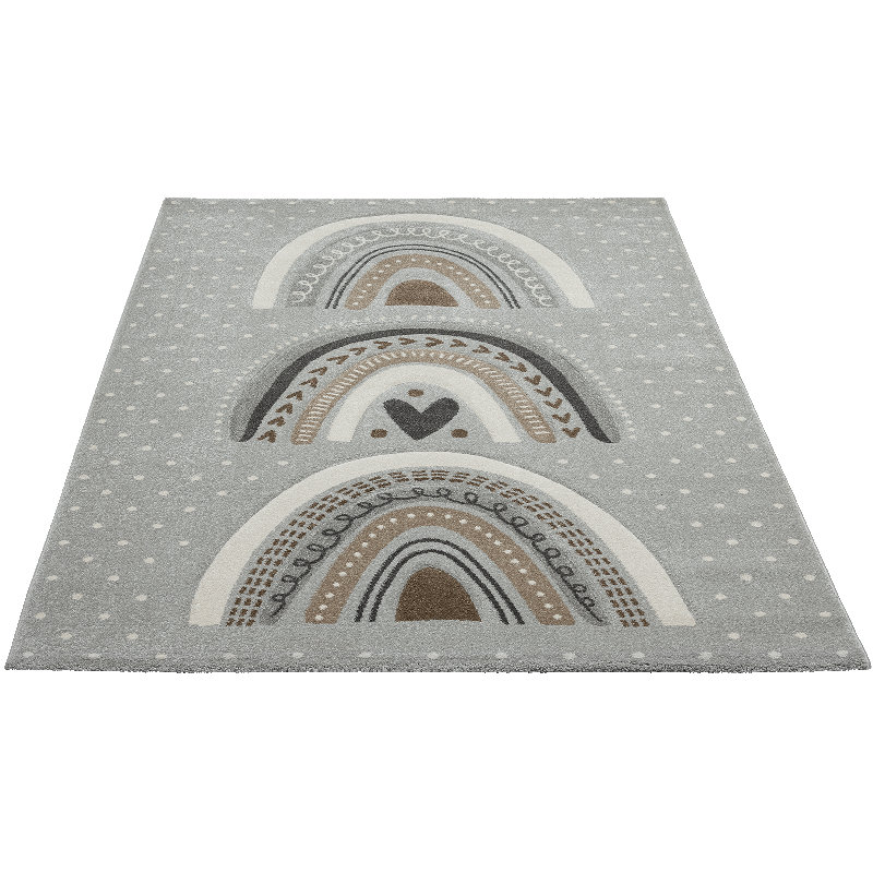 Neary Pastel Kids Grey/White/Brown Rug, Rectangle 160 x 230cm